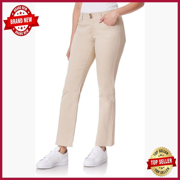 Bootcut Mid-Rise Cotton Twill Pants Insta Soft Stretch Size 0-24